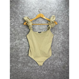 Express Women's Bodysuit Size XL Puffy Ruched Sleeveless Strappy Solid Tank